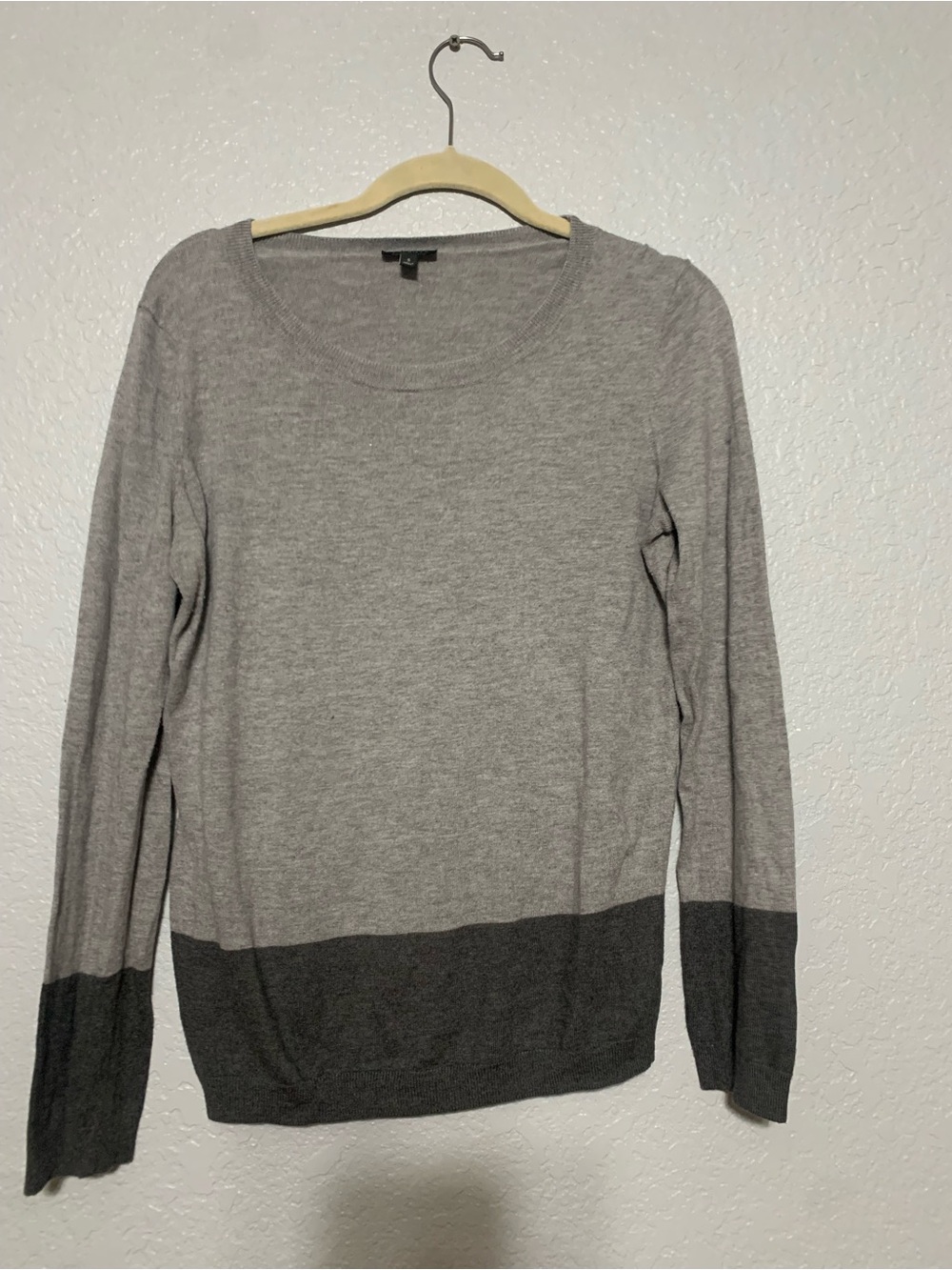 Talbots Gray Colorblock Crewneck Sweater
